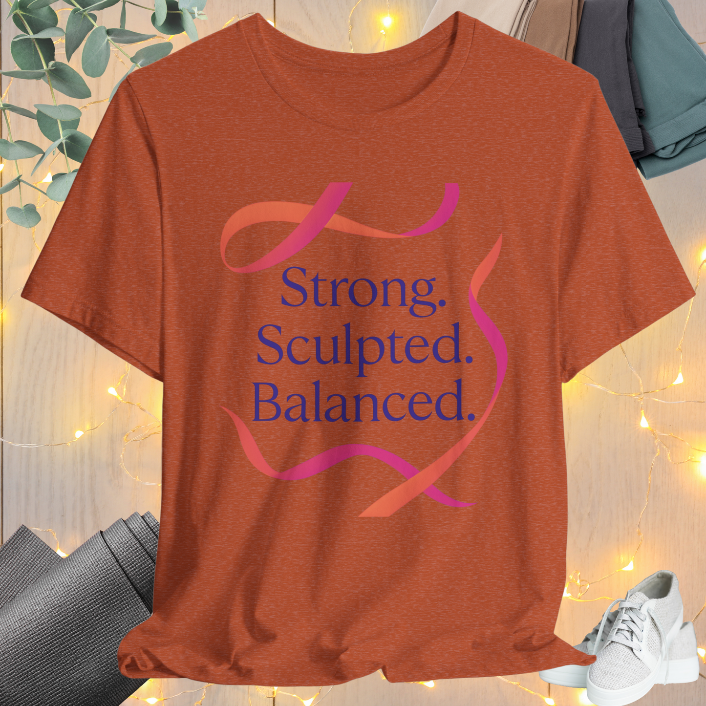 Ribbon Tee “Strong. Sculpted. Balanced.”