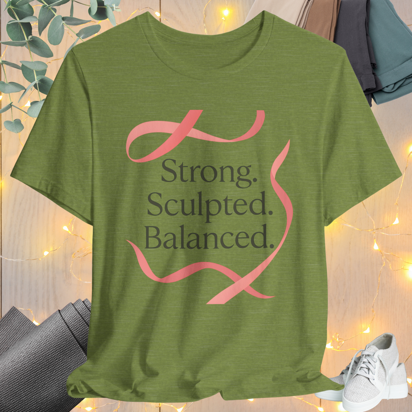 Ribbon Tee “Strong. Sculpted. Balanced.”